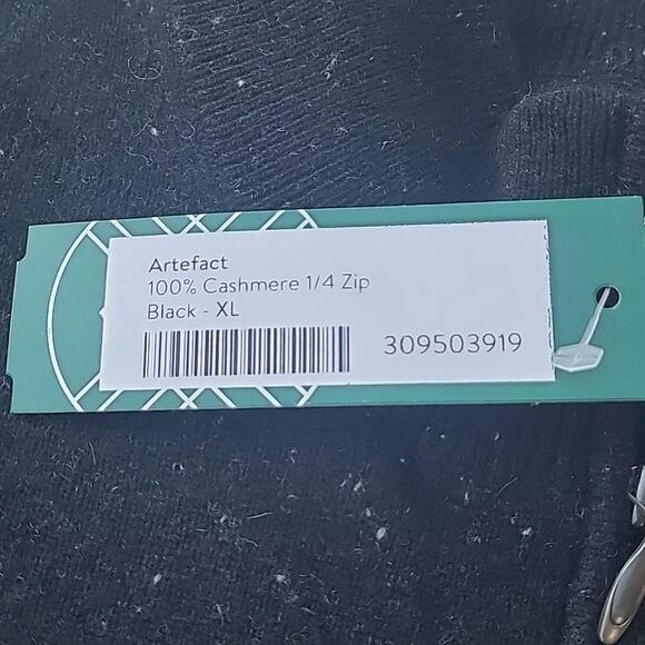 Artefact Cashmere (100%) 1/4 Zip Black XL Stitch Fix NWT - Picture 5 of 5